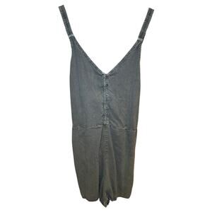 Cloth & Stone Anthropologie Women Large Romper Grey Blue Washed Denim Sleevless‎